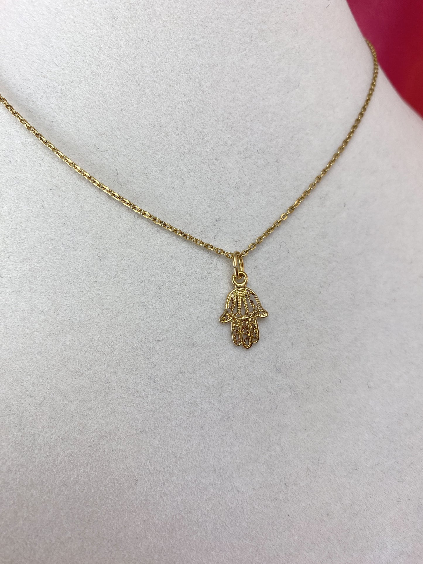 Collana con mano di Fatima piccola dorata