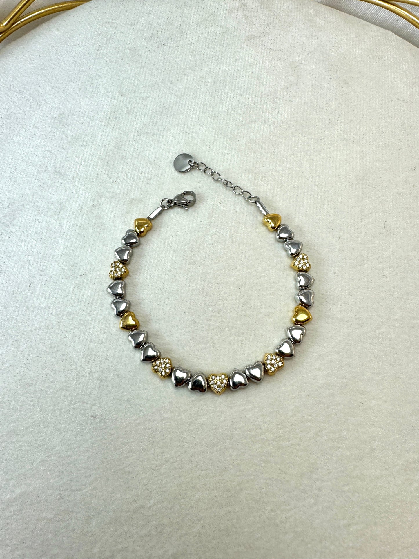 Bracciale con cuori alternati