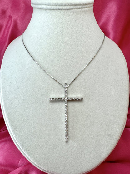 Collana con croce grande di zirconi