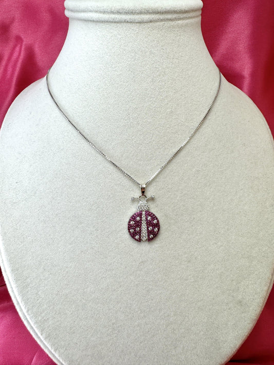 Collana con coccinella di zirconi colorati