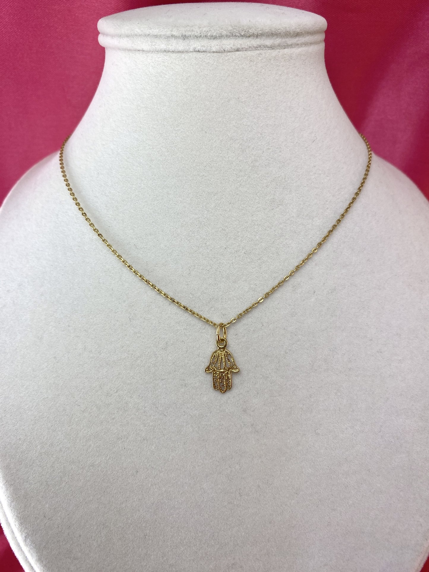 Collana con mano di Fatima piccola dorata