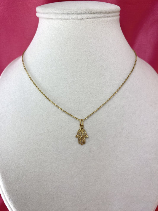 Collana con mano di Fatima piccola dorata