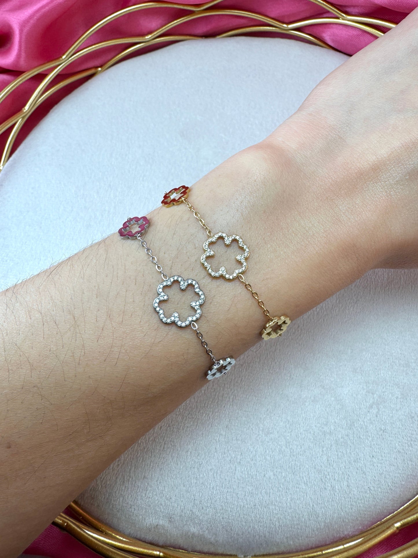 Bracciale sottile con quadrifogli