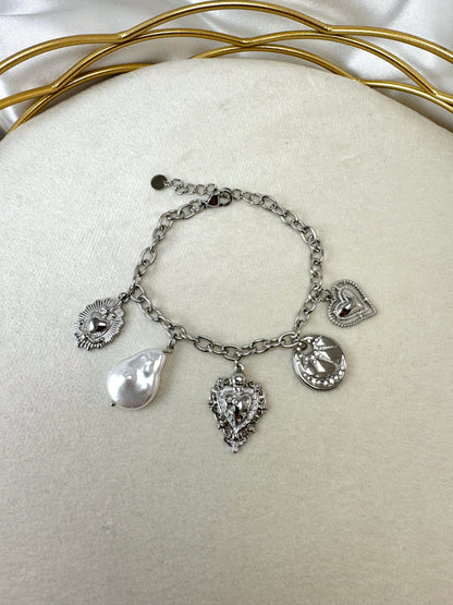 Bracciale cuori sacri e madreperla