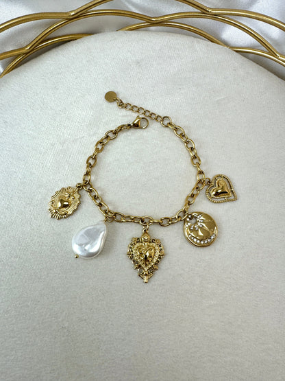 Bracciale cuori sacri e madreperla
