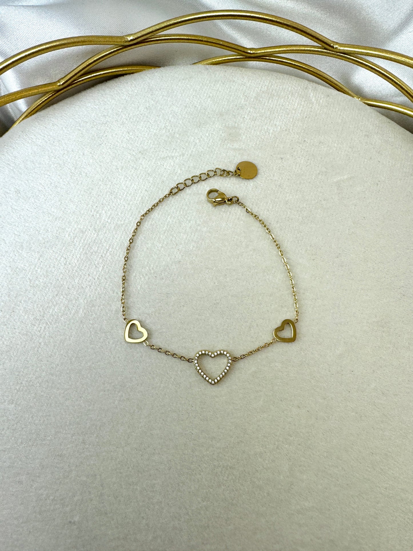 Bracciale con cuori fissi aperti