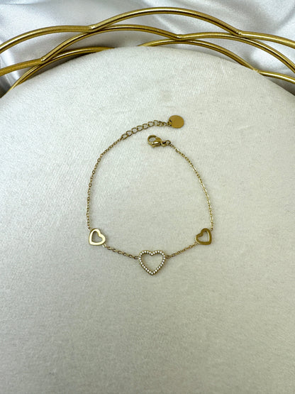 Bracciale con cuori fissi aperti