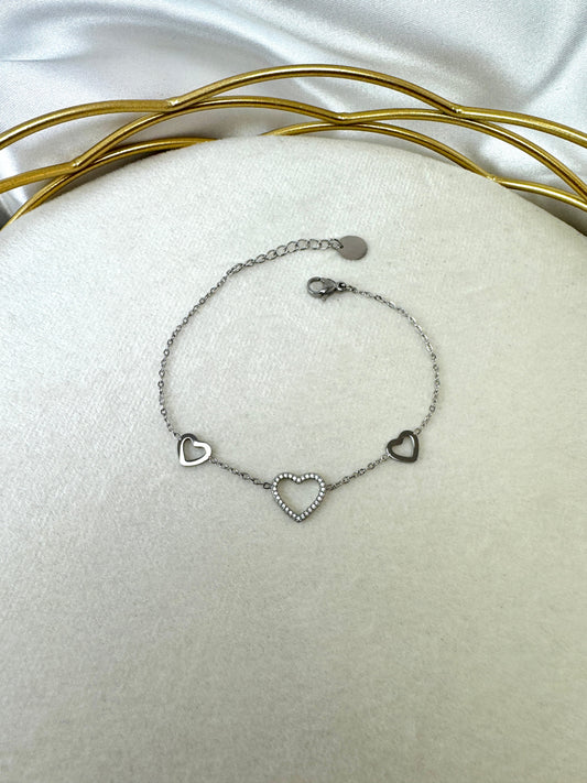 Bracciale con cuori fissi aperti