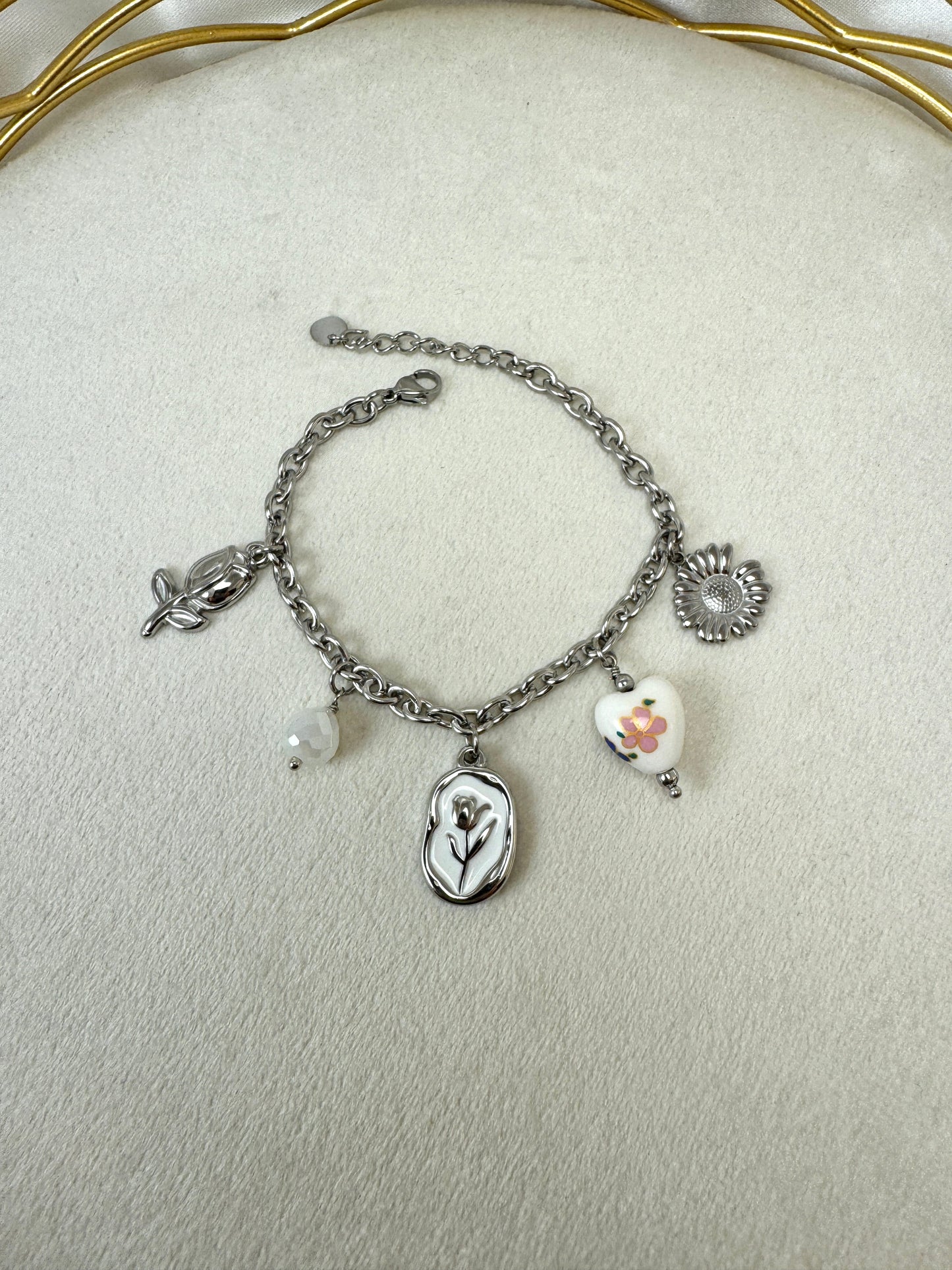 Bracciale tulipano con ciondoli