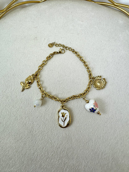 Bracciale tulipano con ciondoli