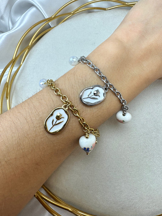 Bracciale tulipano con ciondoli
