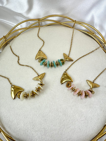 Collana con lisca di pesce colorata