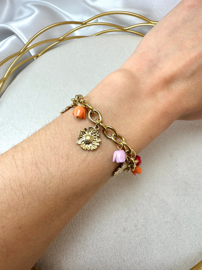 Bracciale con girasoli e fiori colorati