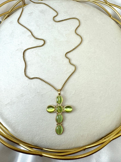 Collana lunga con croce colorata