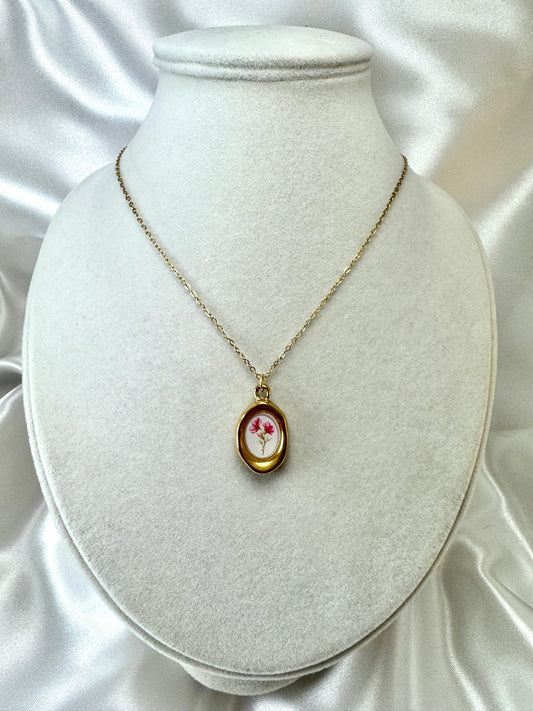 Collana cabochon piccola con fiore