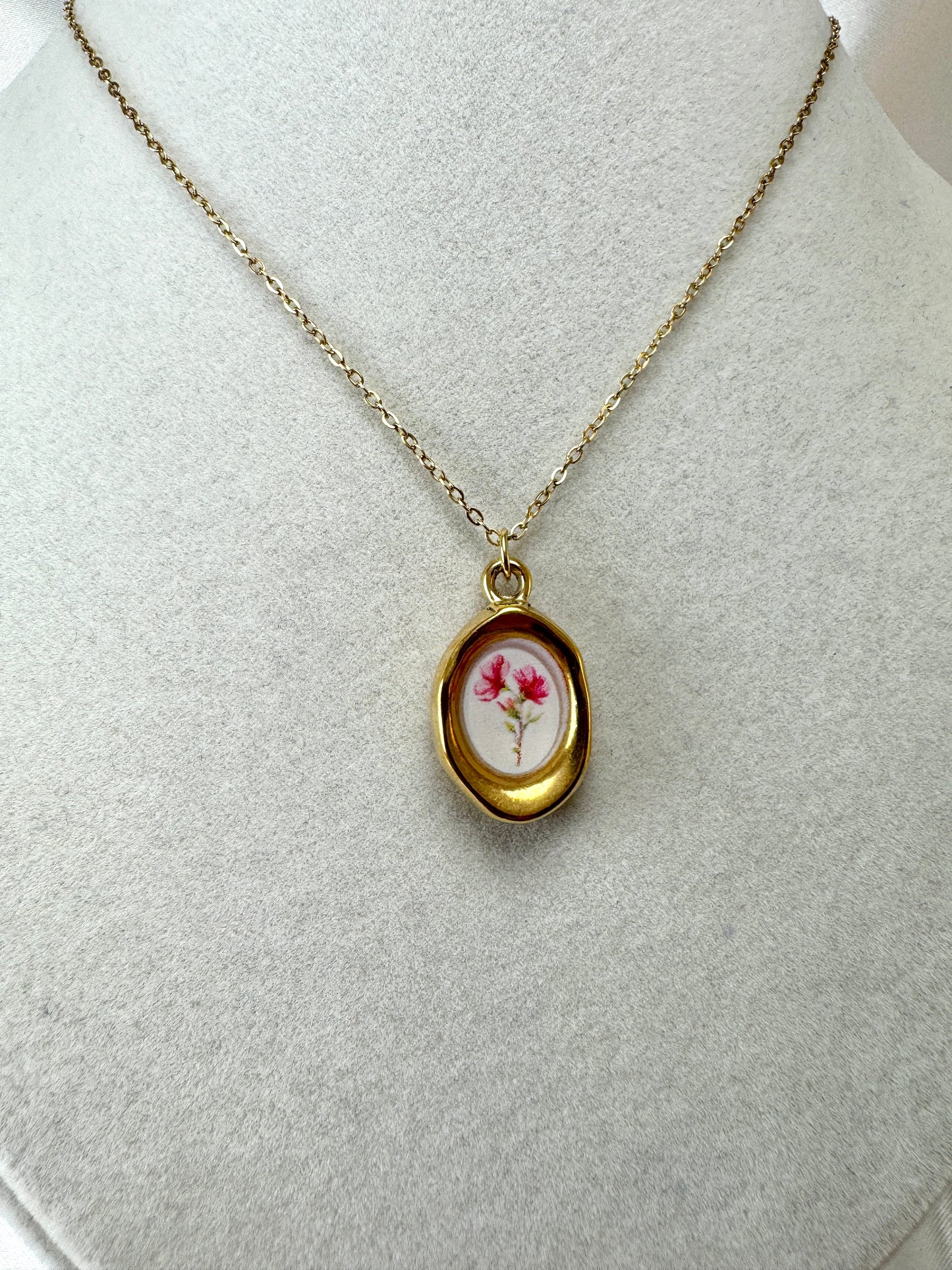 Collana cabochon piccola con fiore