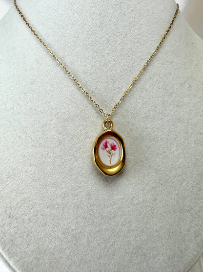 Collana cabochon piccola con fiore