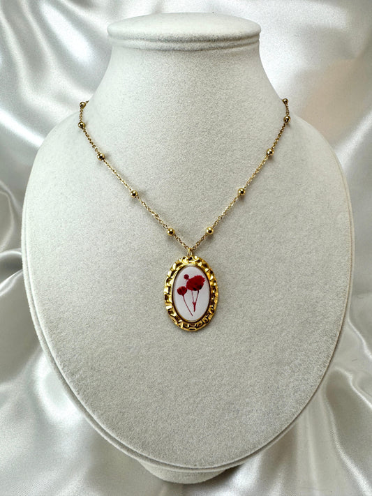 Collana cabochon ovale con contorno martellato