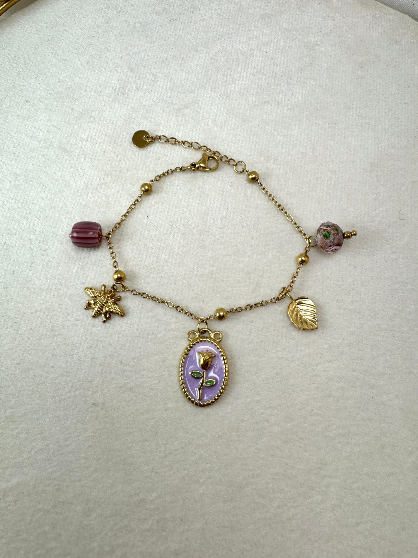 Bracciale con tulipano colorato e ciondoli