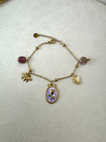Bracciale con tulipano colorato e ciondoli