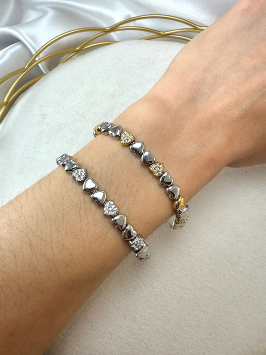 Bracciale con cuori alternati