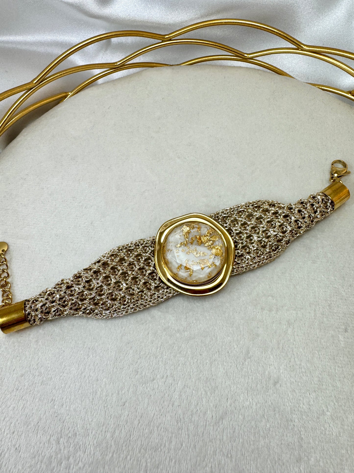 Bracciale maglia morbida con tondo