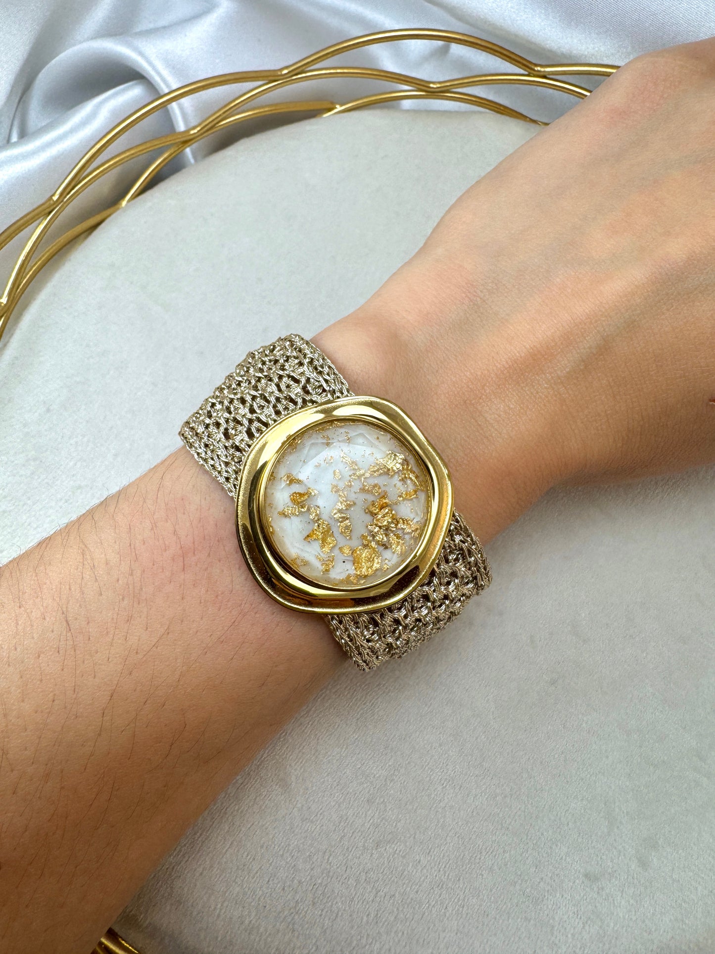Bracciale maglia morbida con tondo