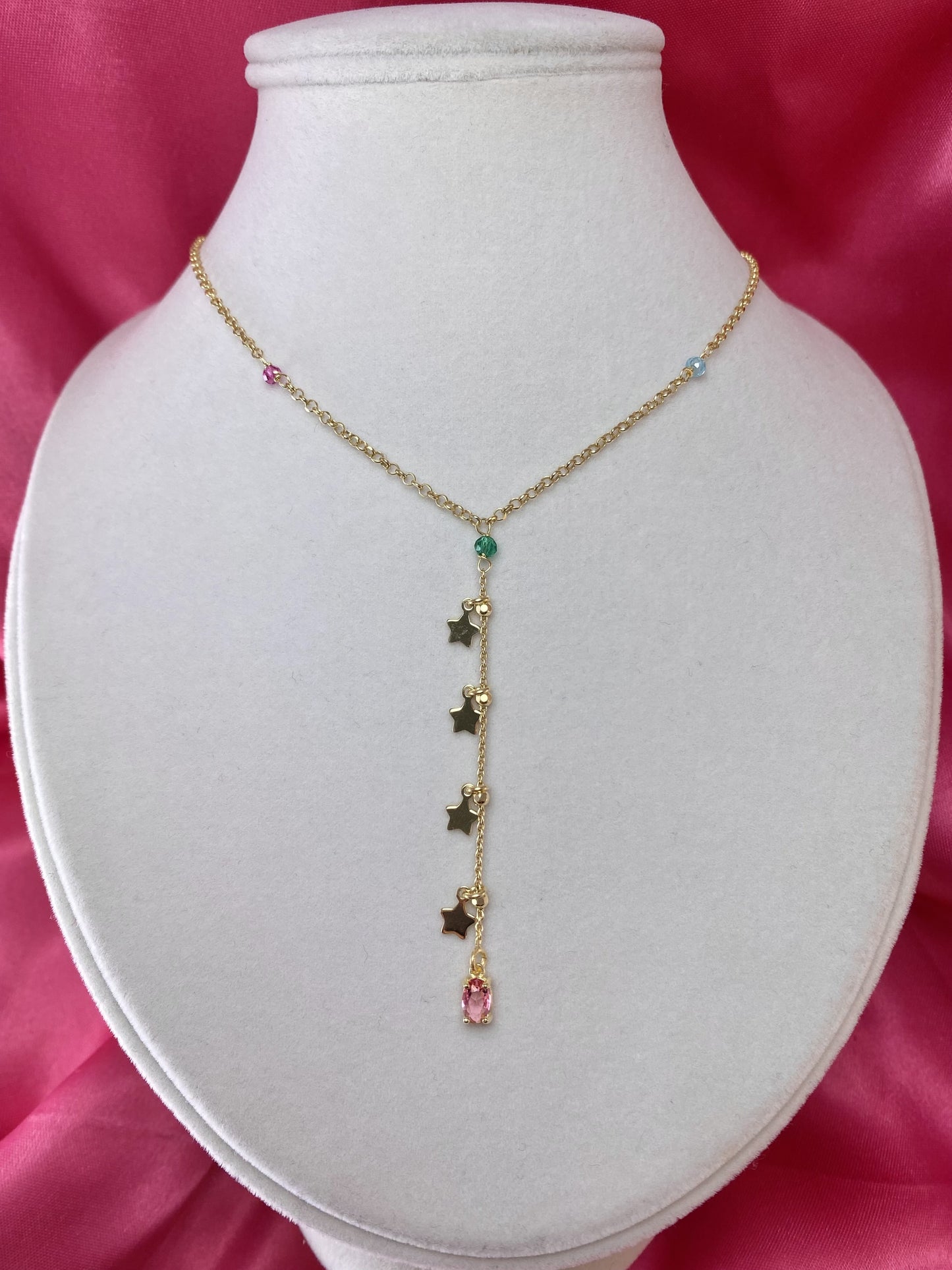 Collana con pendente di stelle zircone rosa