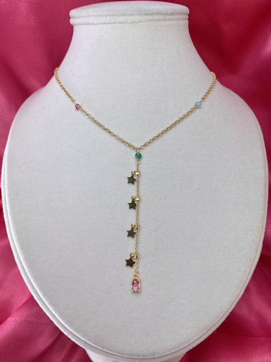 Collana con pendente di stelle zircone rosa