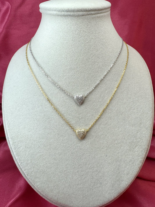 Collana con cuore pavè di zirconi