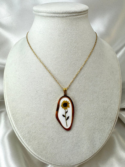 Collana cabochon con girasole