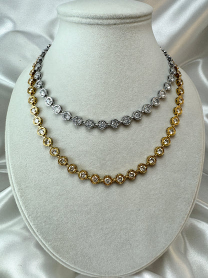 Collana gioiello con tondi di brillantini