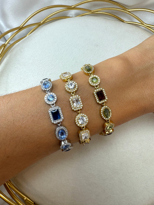 Bracciale con ovali, quadrati e tondi