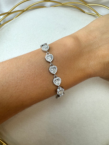 Bracciale con brillantini a cuore