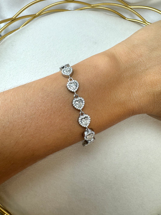 Bracciale con brillantini a cuore