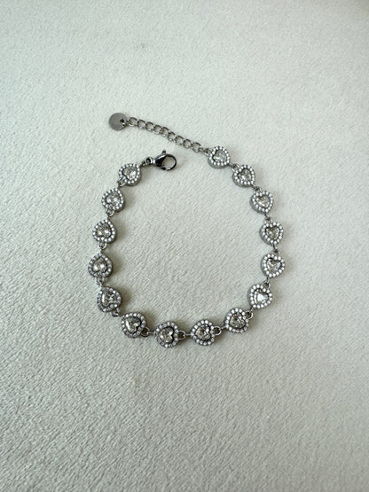 Bracciale con brillantini a cuore