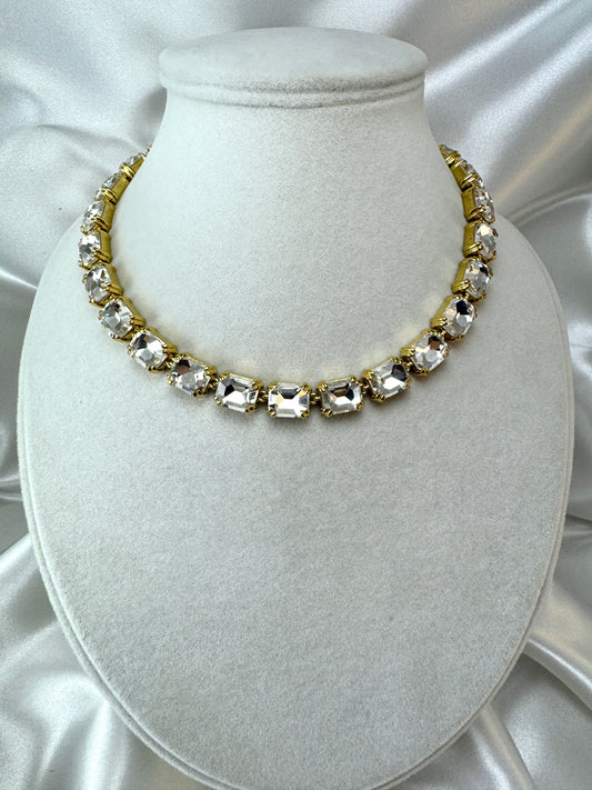 Collana gioiello con cristalli bianchi medi