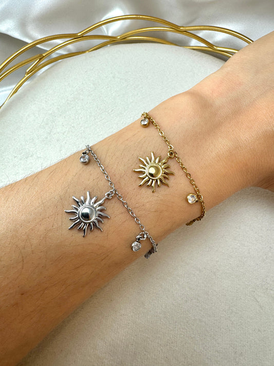 Bracciale sottile con sole e punti luce