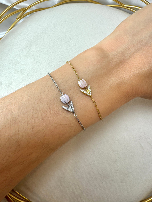 Bracciale sottile con tulipano